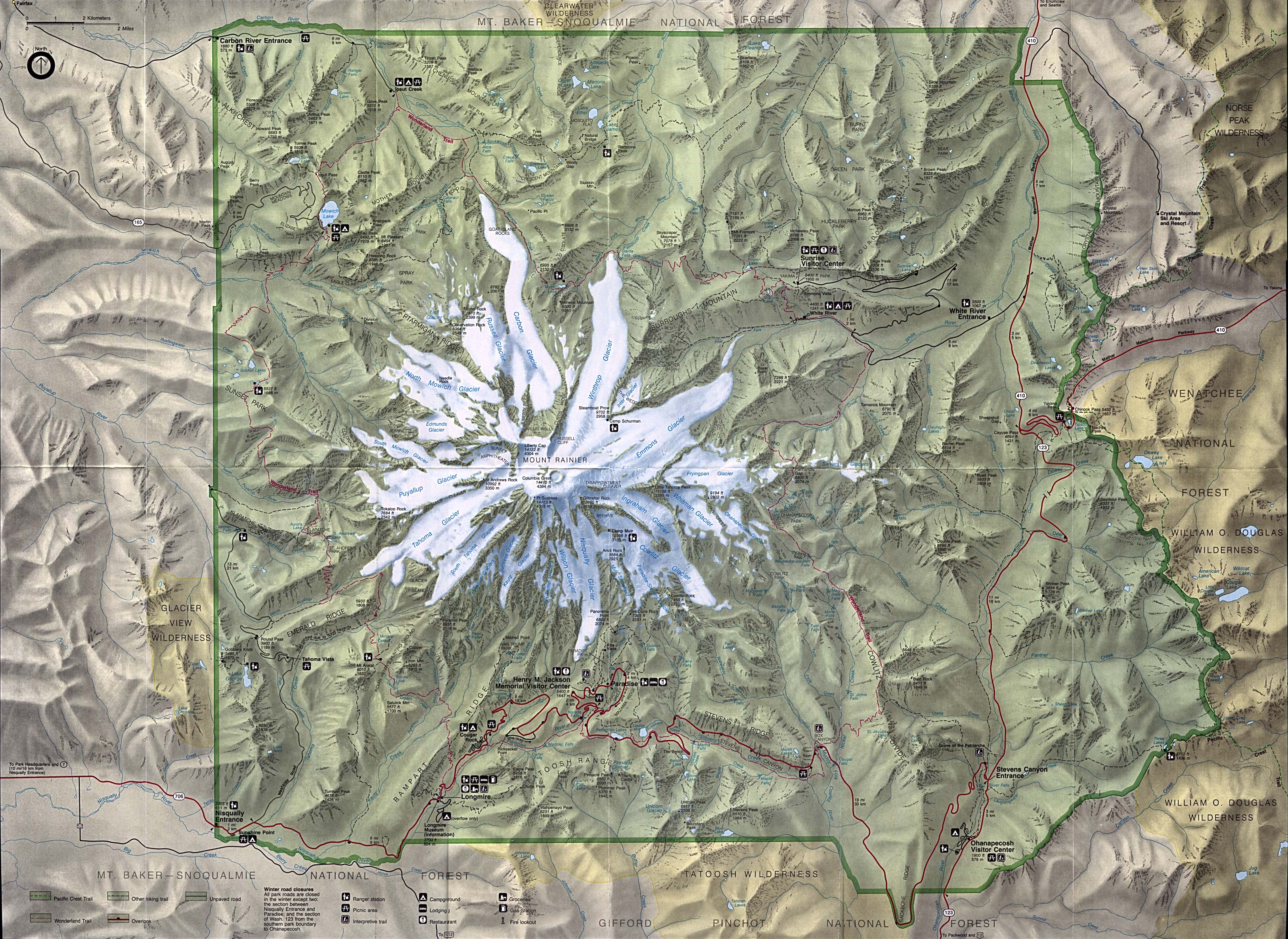  Maps of United States National Parks, Monuments and Historic Sites Mount Rainier National Park [Washington] (Park Map) (1.8MB) 