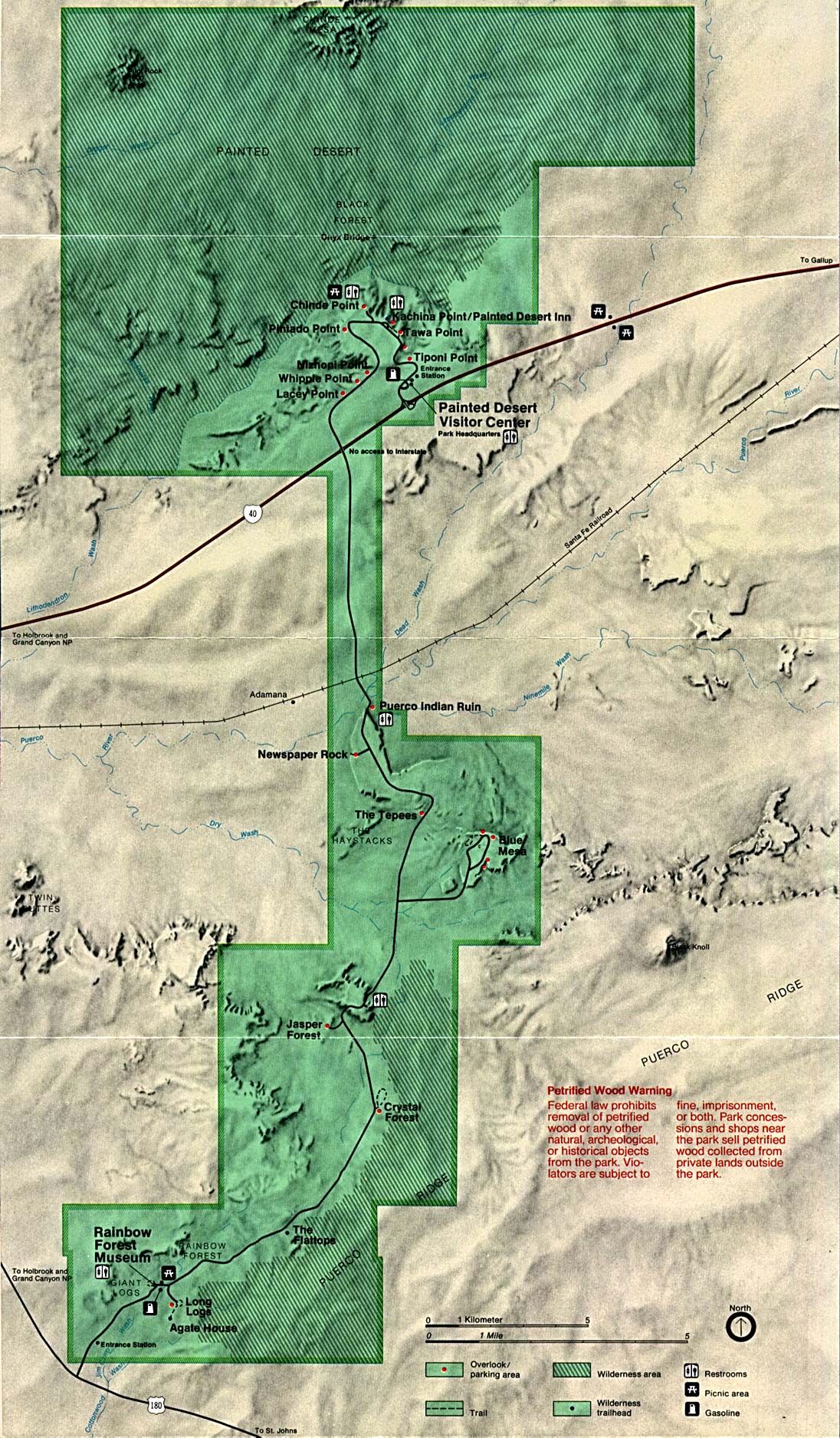  Maps of United States National Parks, Monuments and Historic Sites Petrified Forest National Park [Arizona] (Park Map) (485K) 