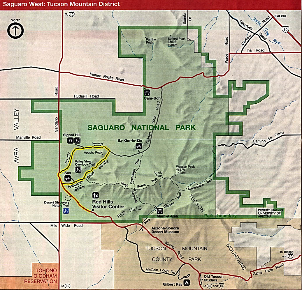 Maps of United States National Parks, Monuments and Historic Sites Saguaro National Park (West: Tucson Mountain District) [Arizona] (Park Map) 1996 (349K) 