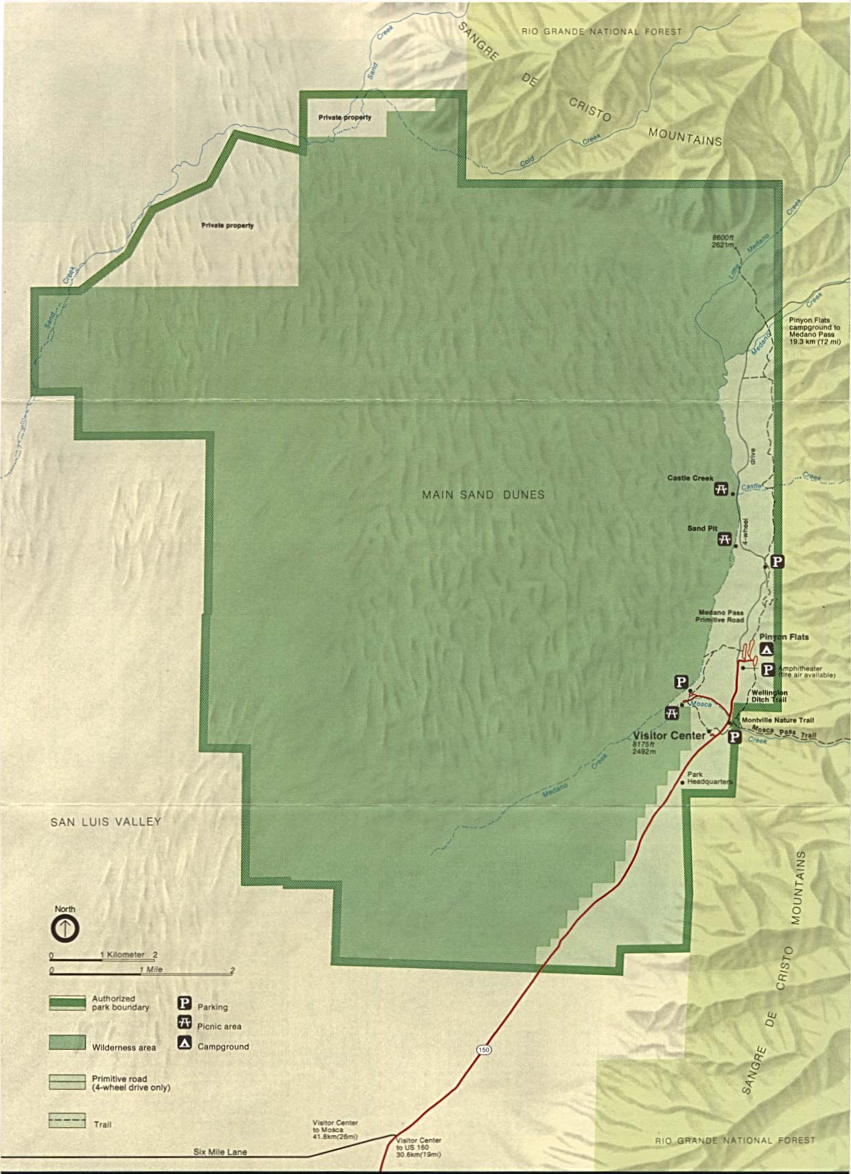  Maps of United States National Parks, Monuments and Historic Sites Great Sand Dunes National Monument [Colorado] (Park Map / Shaded Relief) 1994 (254K) 