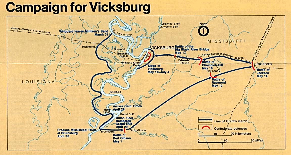  Maps of United States National Parks, Monuments and Historic Sites Vicksburg National Military Park [Mississippi] (Campaign Map) 1994 (195K) 