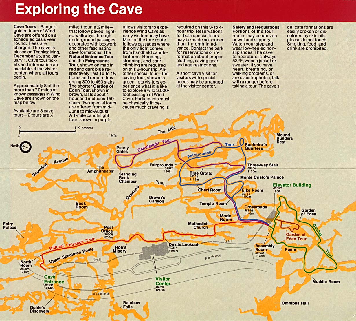  Maps of United States National Parks, Monuments and Historic Sites Wind Cave National Park [South Dakota] (Schematic Cave Map) 1996 (351K) 
