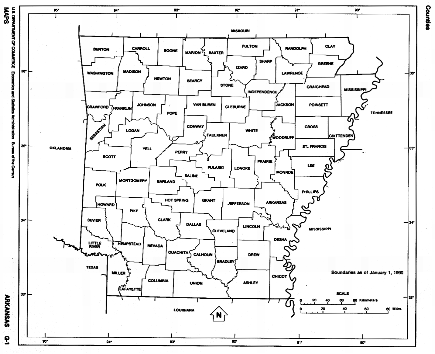Arkansas Counties U S Census 1990