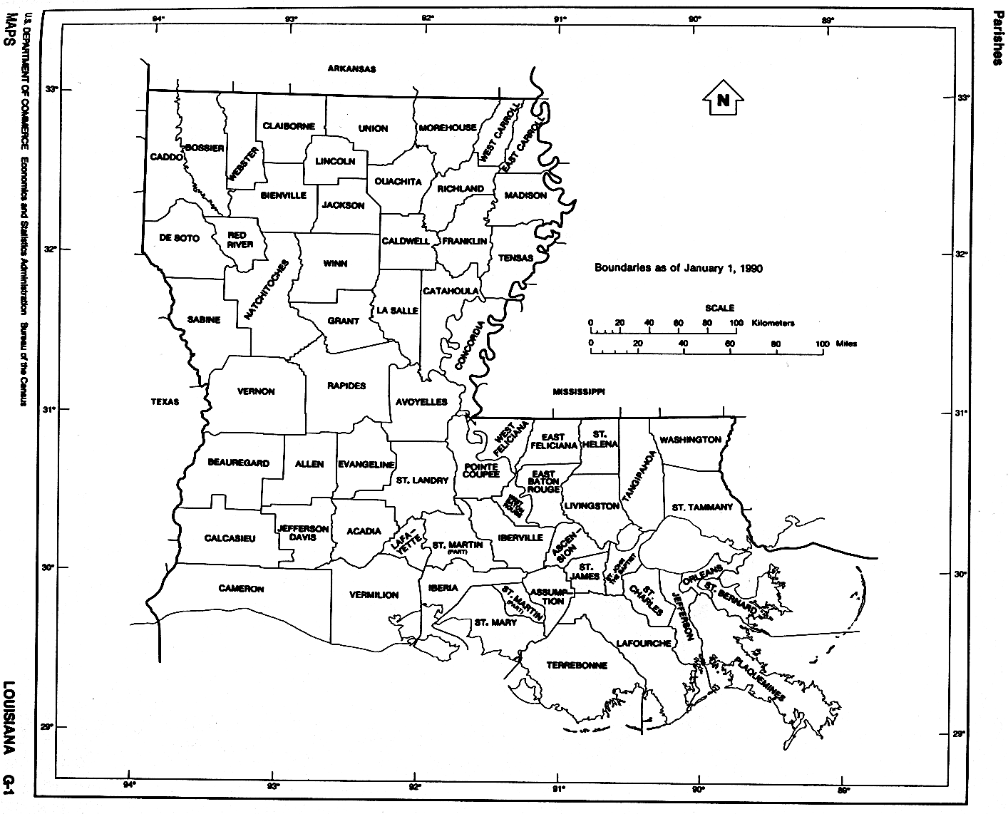 Louisiana Outline Maps and Map Links