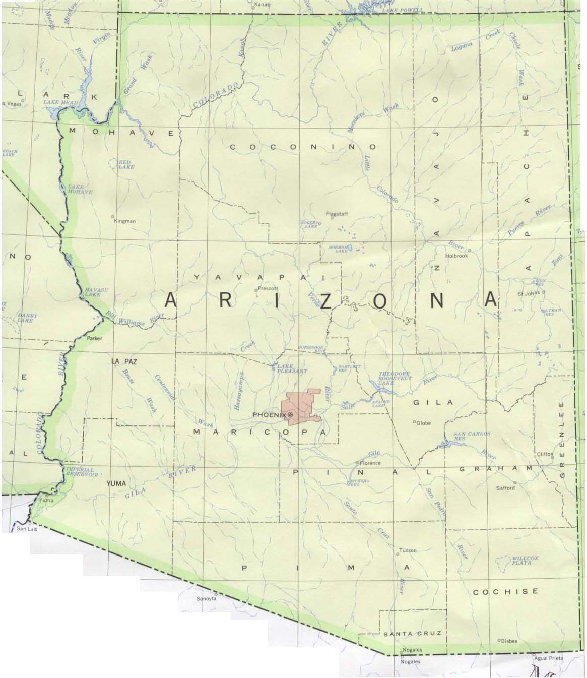 Maps of Arizona. Arizona original scale 1:2,500,000 U.S.G.S. 1972 limited update 1990 (175K) 