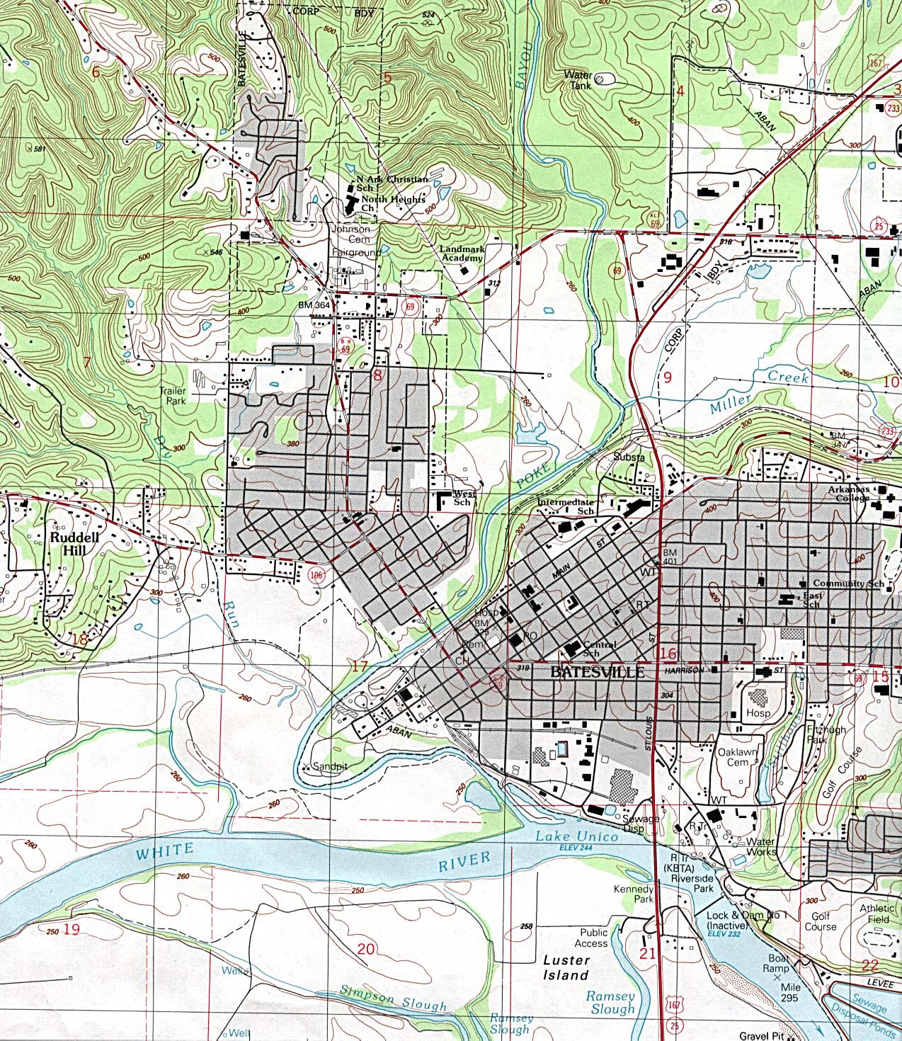  Maps of Arkansas. Batesville [Topographic Map] original scale 1:24,000 U.S.G.S. 1989 (663K) 