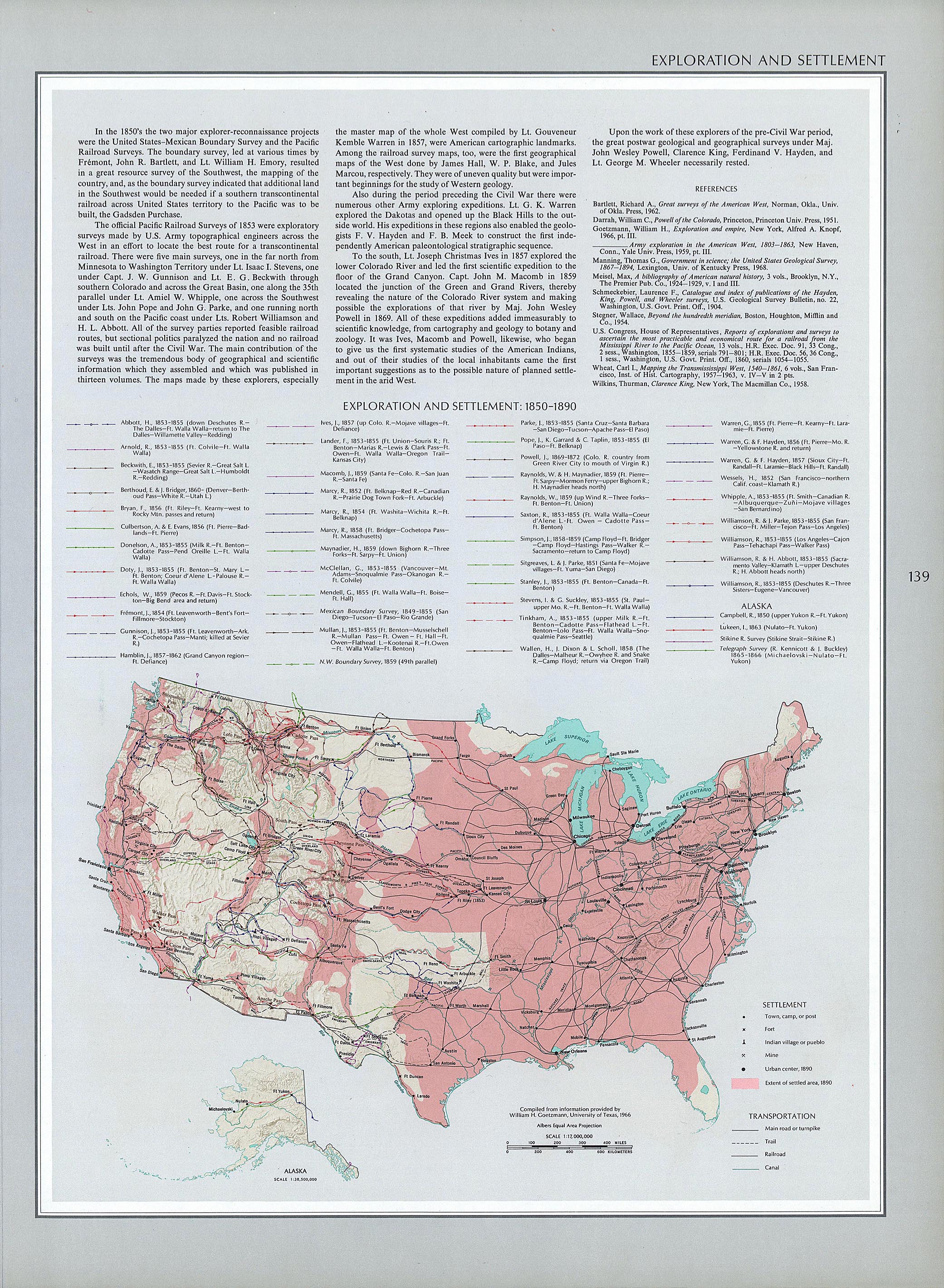Historical Maps of United States. Exploration and Settlement 1850-1890 (888K) 
