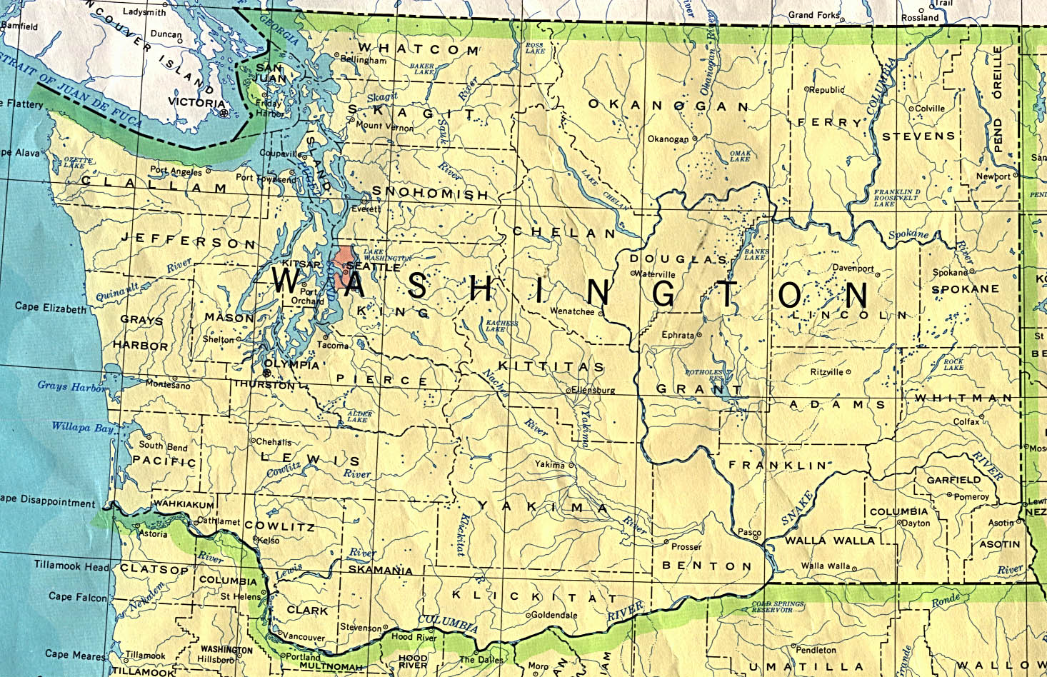 State Of Washington Maps-of Interstate, Highways, Cities, Typography