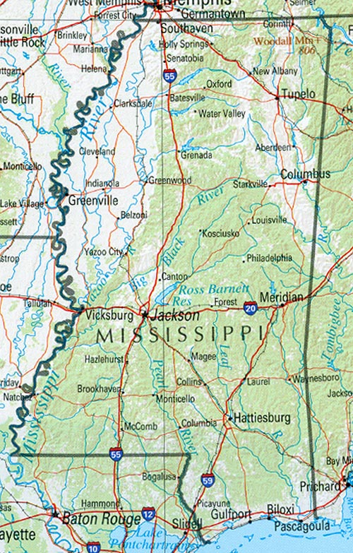 United States Map Showing Mississippi River