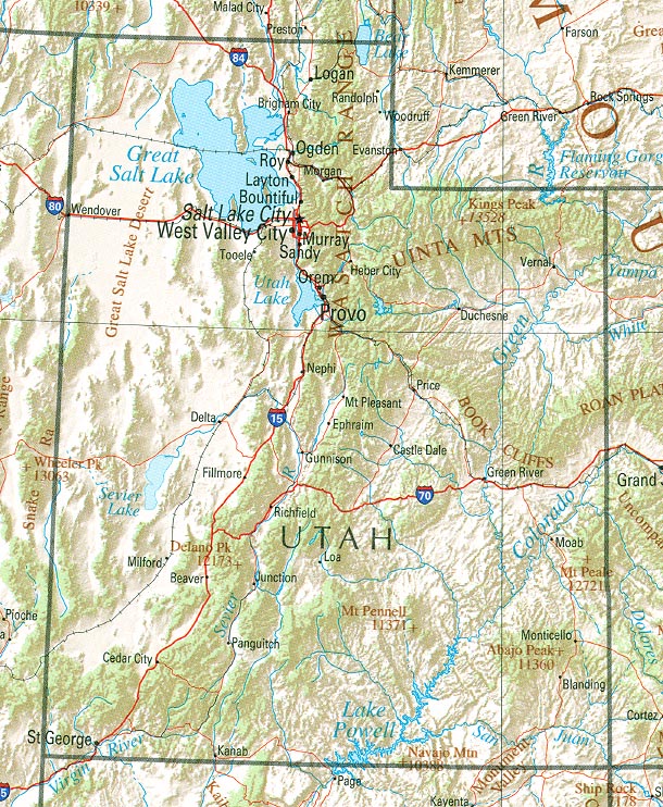 United States Map Highlighting Utah