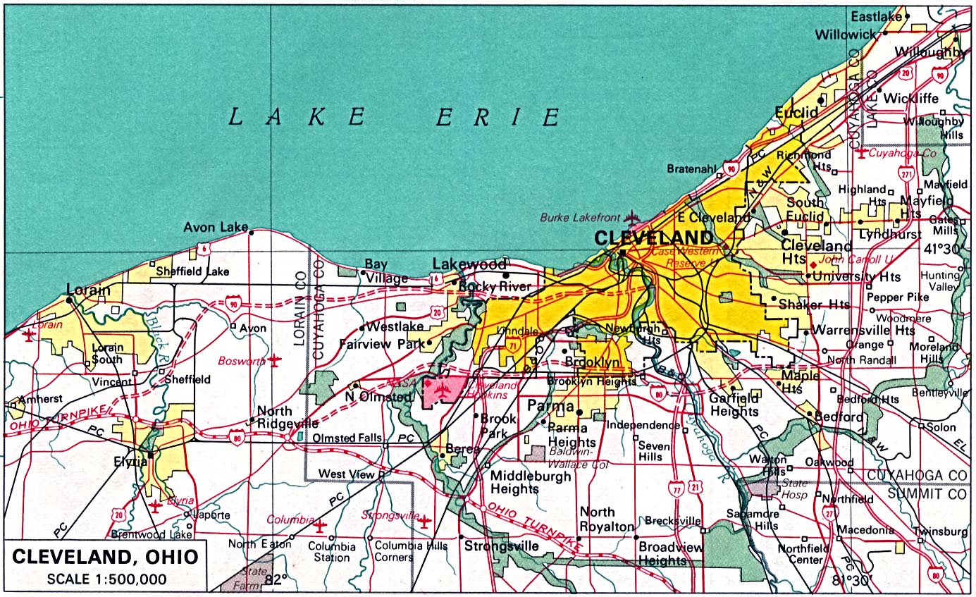  Maps of U.S. Metropolitan Areas. Cleveland, Ohio 1970 (362K) 