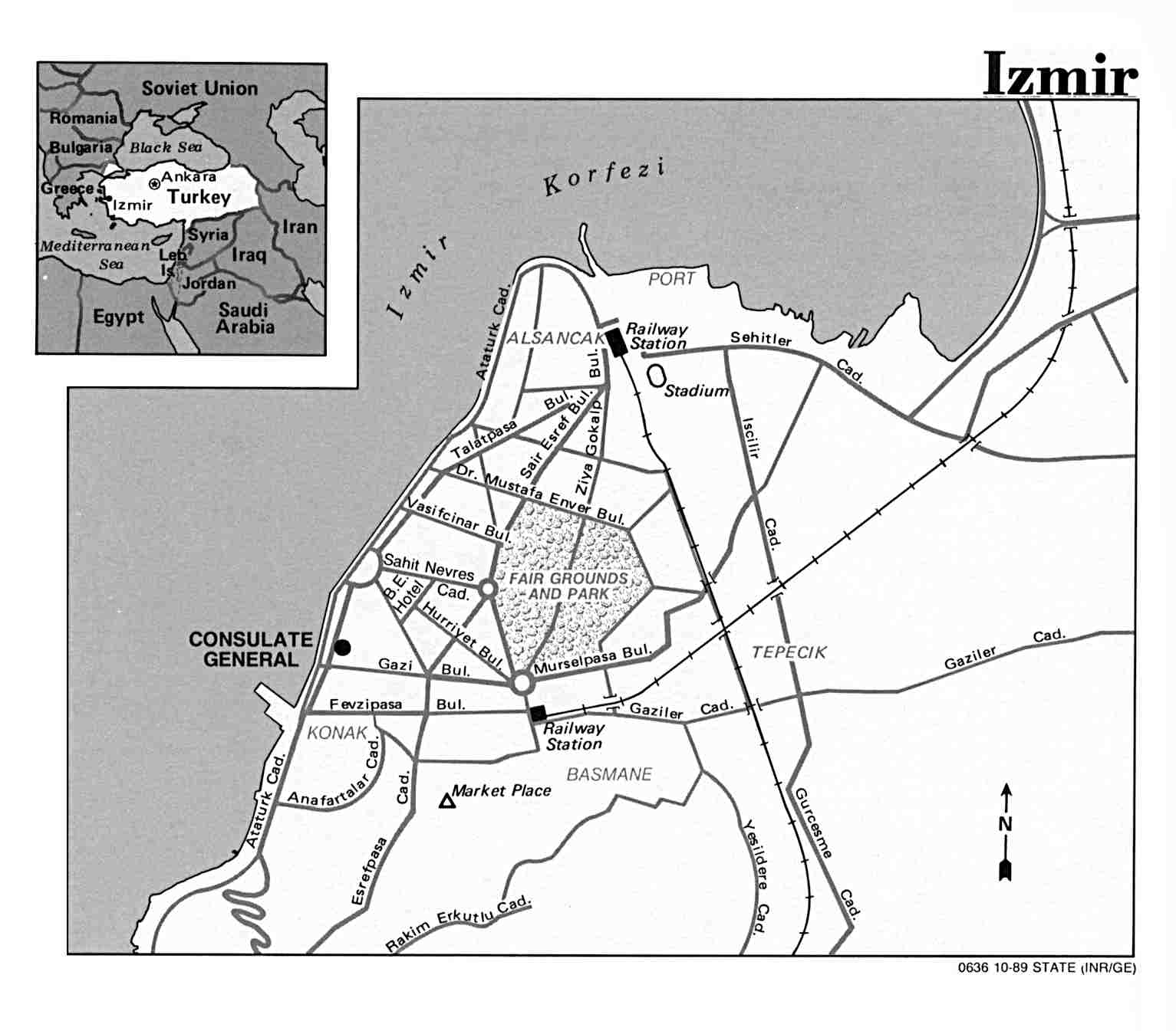 Map Of Turkey Izmir U.S. Dept. of State 1989 (92K) 
