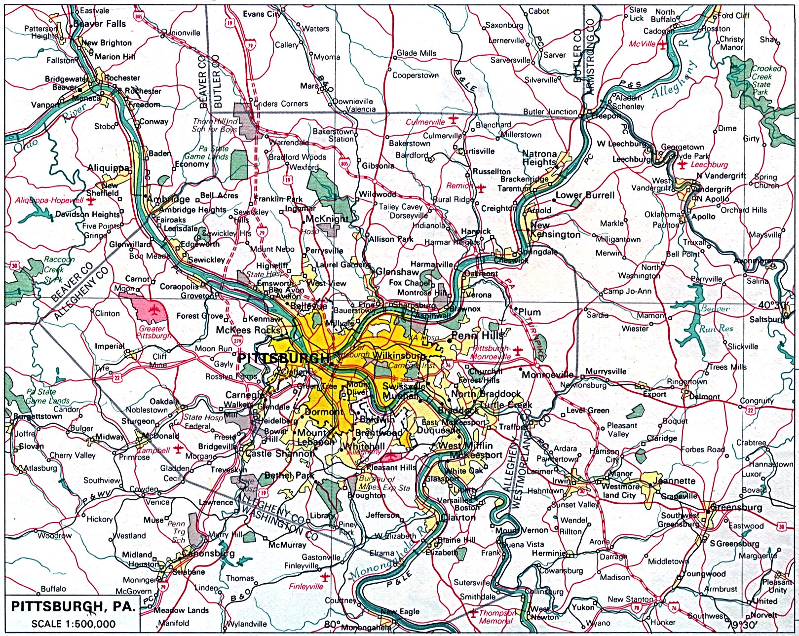  Maps of U.S. Metropolitan Areas. Pittsburgh, Pennsylvania 1970 (747K) 