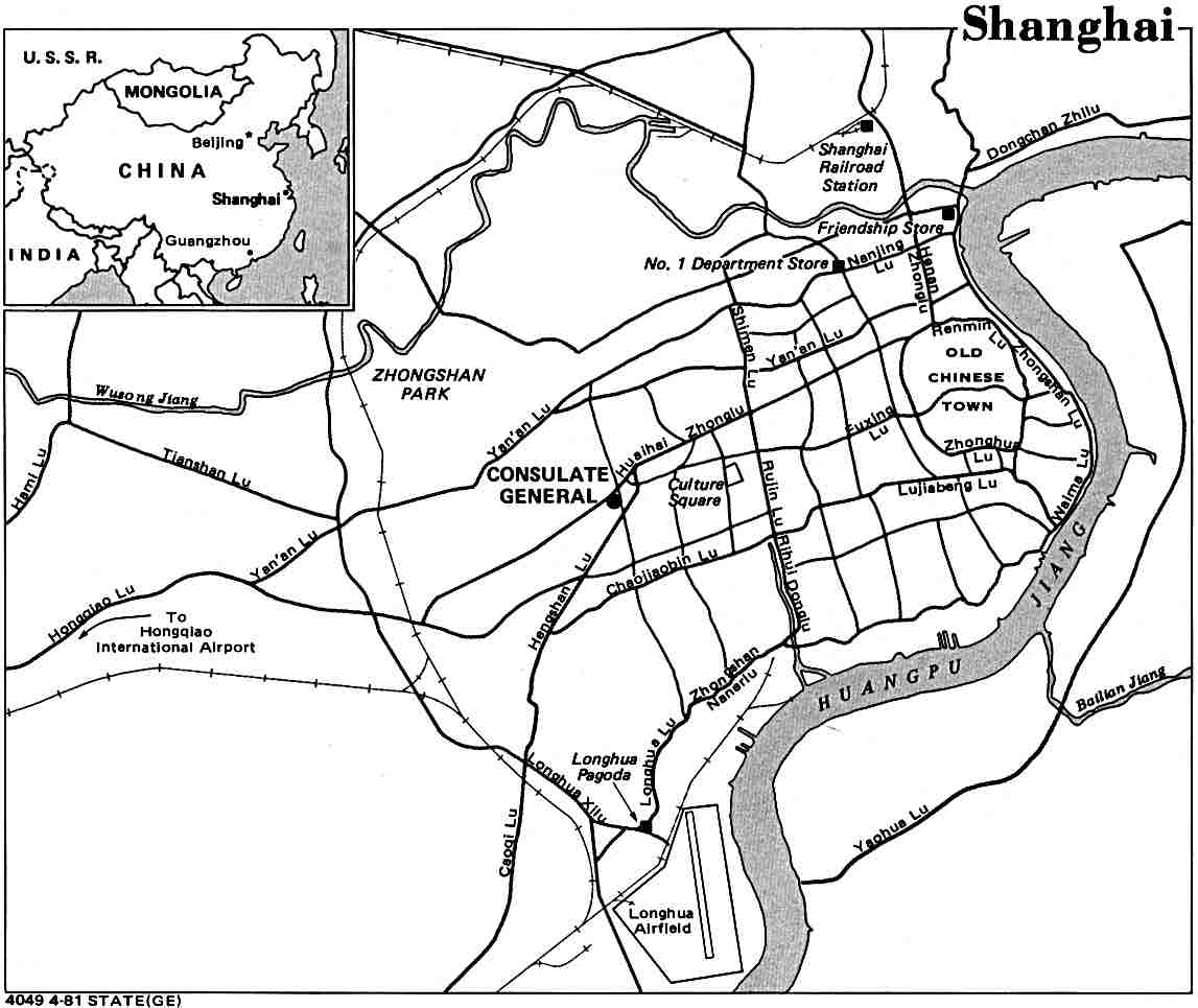 Map Of China , Shanghai U.S. Dept. of State 1981 (82K) 