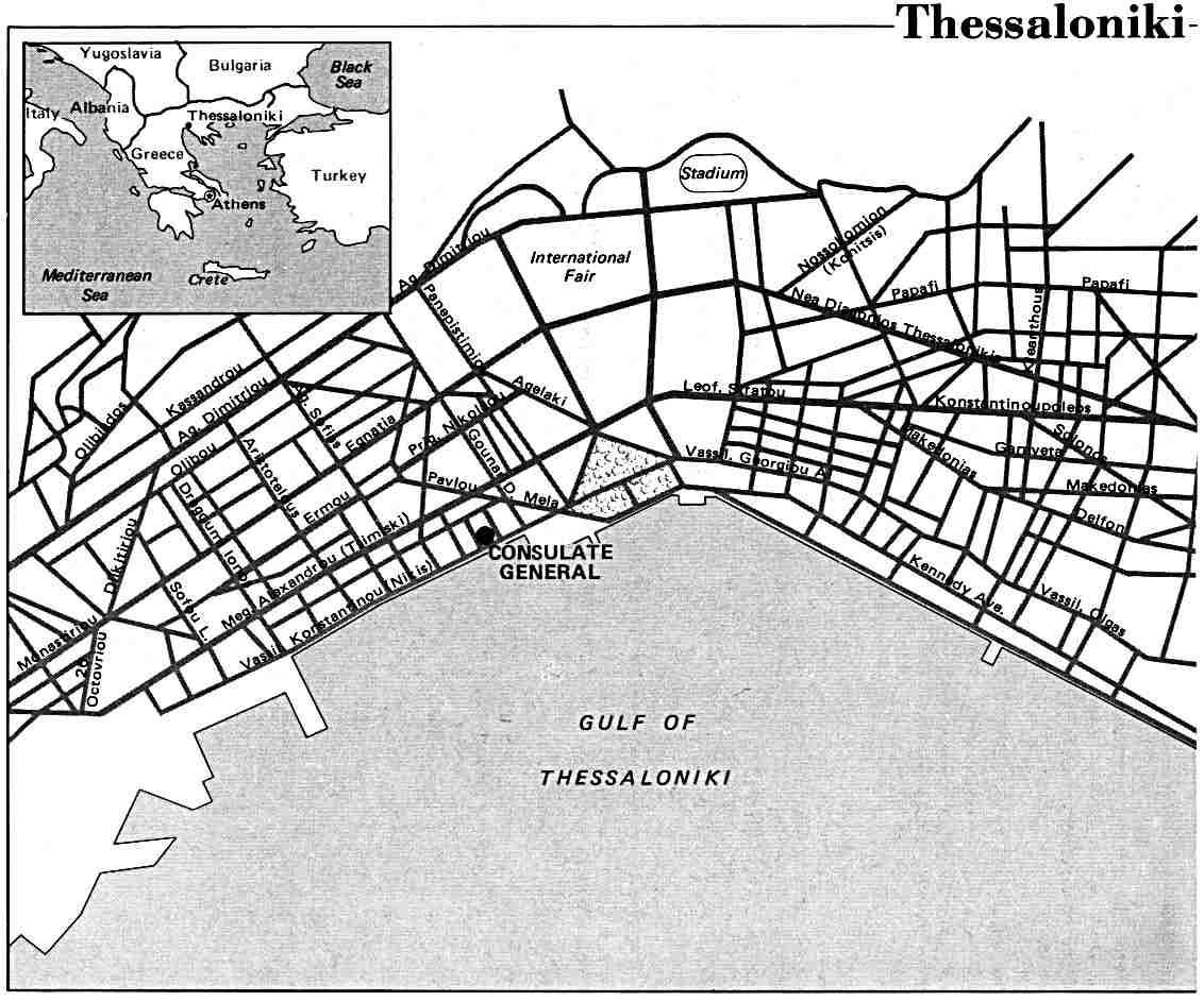 Map Of Greece , Thessaloniki U.S. Dept. of State 1983 (95K) 