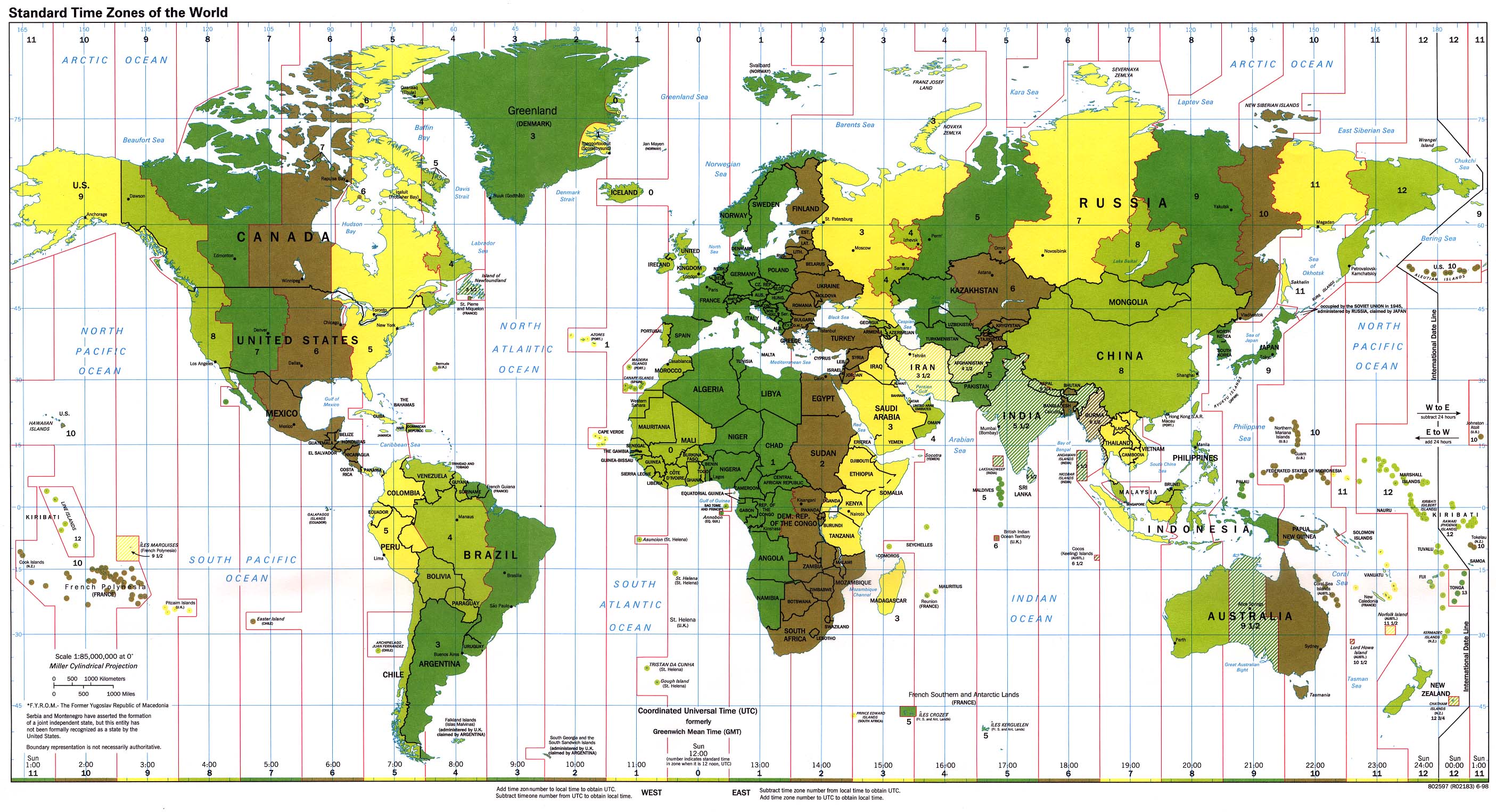 Map Of The World. Standard Time Zones of the World 1998 (774K) 