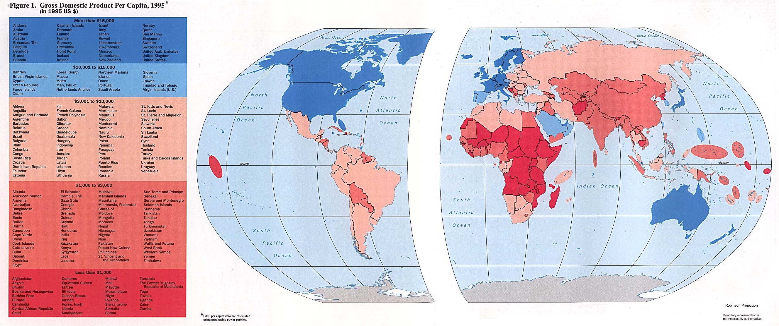 Map Of The World. World Gross Domestic Product Per Capita 1996 (546K) from Handbook of International Economic Statistics 