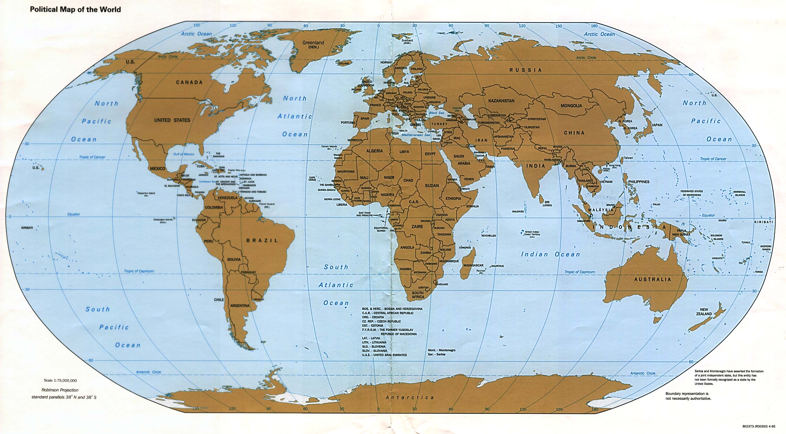Map Of The World. World Map [Political Map] April 1995 (588K) 