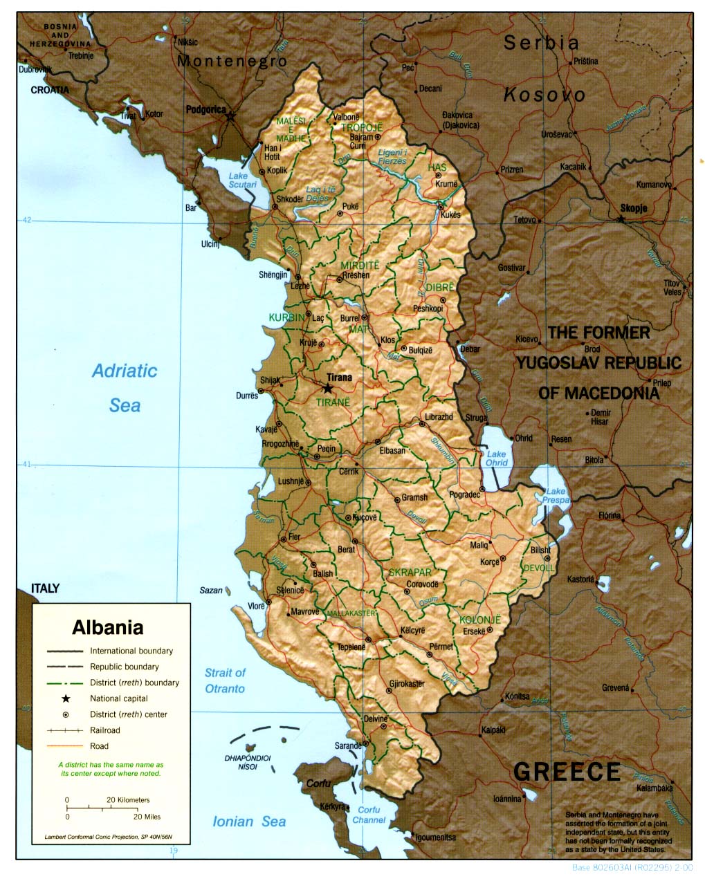 Map of Albania, Geography