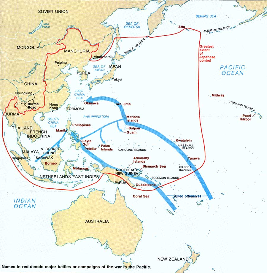 Map Of World War Ii In The Pacific