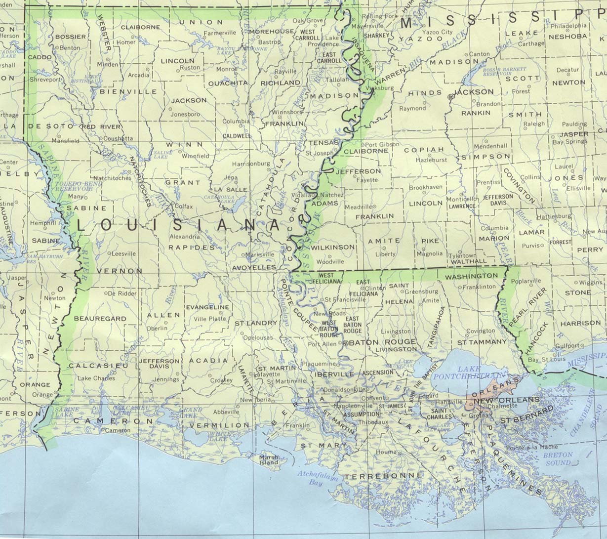 Map of Louisiana - Cities and Roads - GIS Geography
