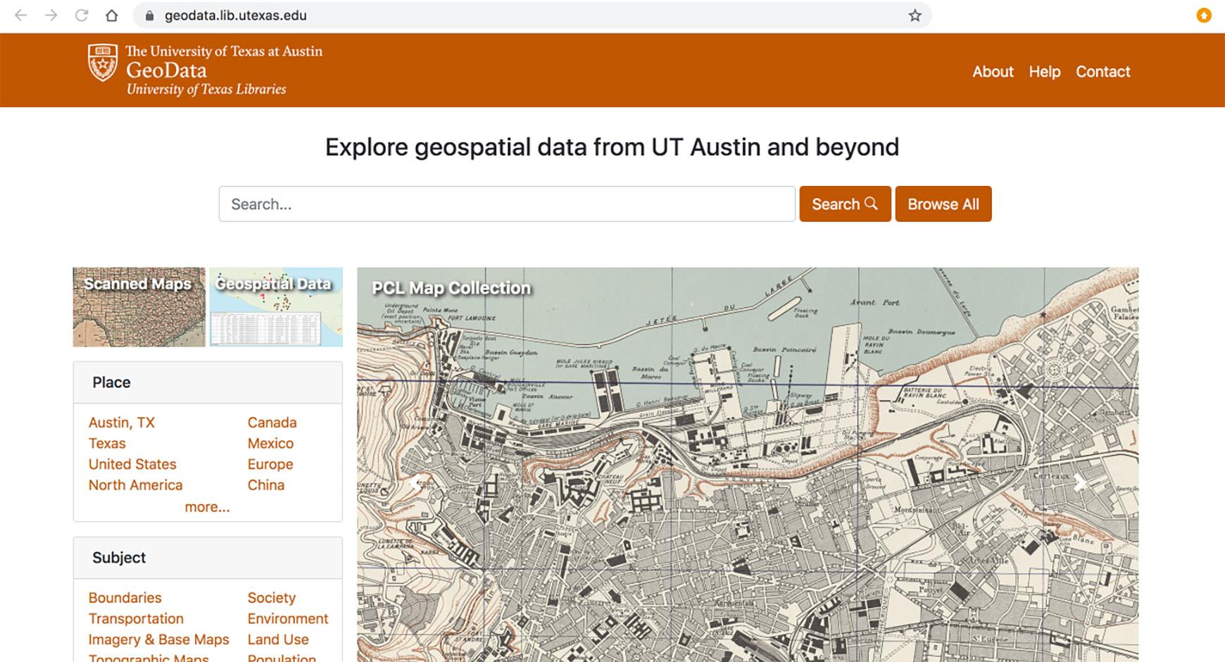 screen capture of the texas geodata portal homepage