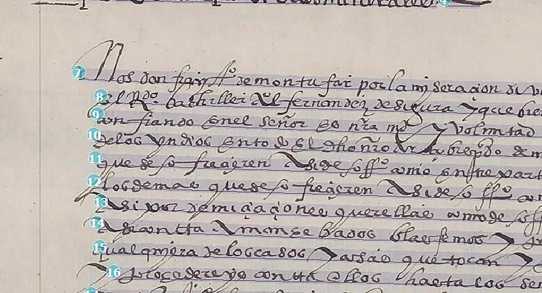 screen capture of otr on handwritten latin american manuscript