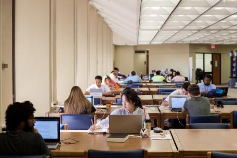 a row of computers and student activity