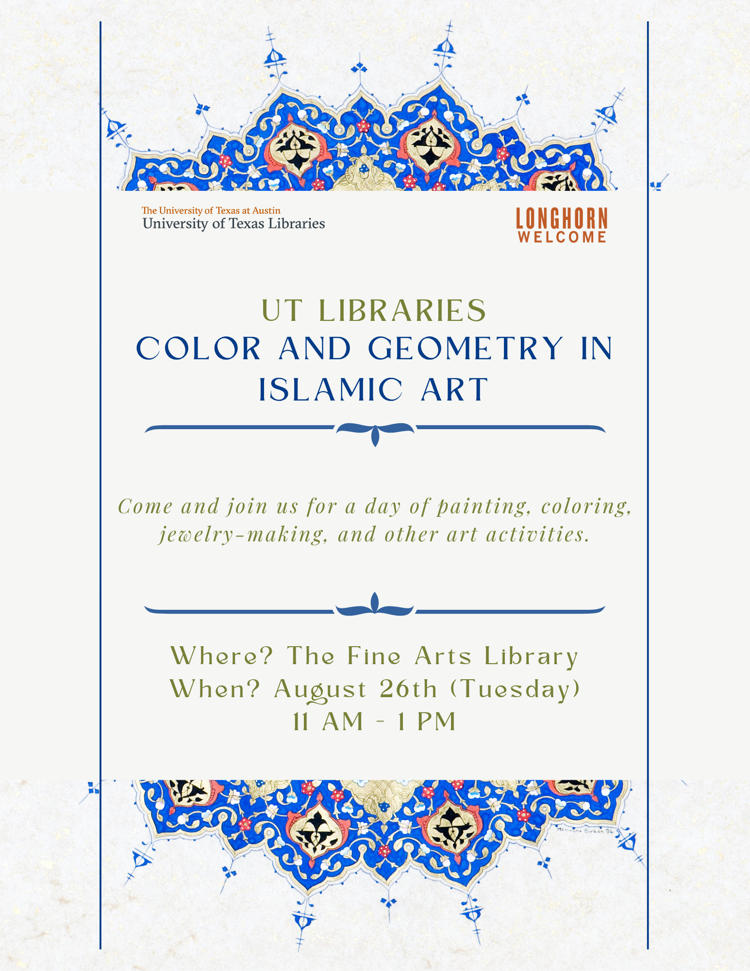Longhorn Welcome 2025 - Islamic Art - Flyer Longhorn Welcome 2025 - Islamic Art - Flyer