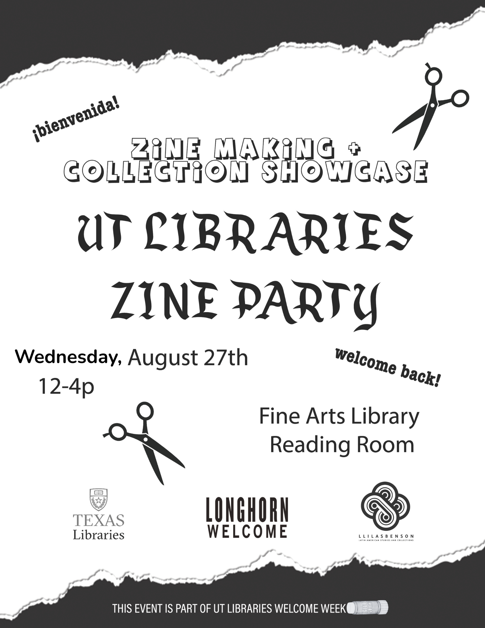 Longhorn Welcome 2025 - UTL Zine Making Party Flyer Longhorn Welcome 2025 - UTL Zine Making Party Flyer