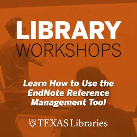 Library Workshops graphic. Orange field over image of instructor working at whiteboard on chemistry formula. Event title overlayed.