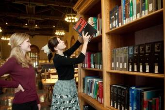 Librarians at book stacks
