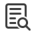 An icon showing a piece of paper with a magnifying glass
