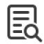 An icon showing a piece of paper with a magnifying glass