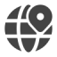 an icon of a globe with a place marker on it