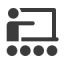 An icon of a person standing at a blackboard teaching students